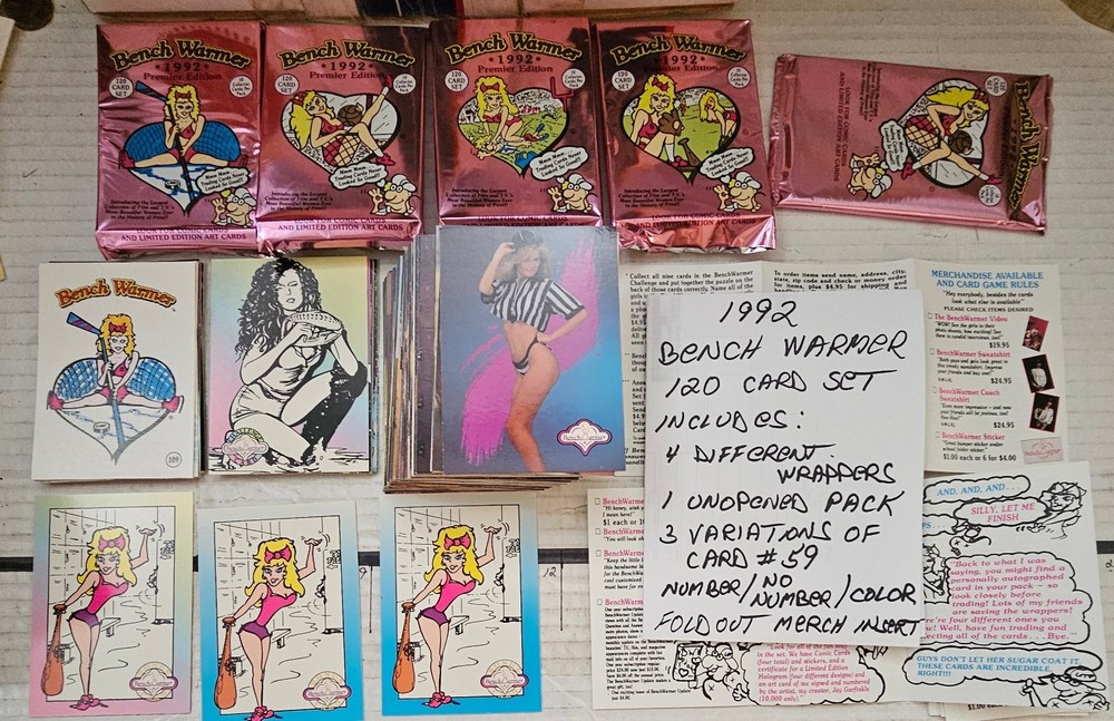 BENCHWARMERS 1992 PREMIER  122 CARD SET. 4 DIFF. WRAPPERS,& PACK.  MINT. SEE