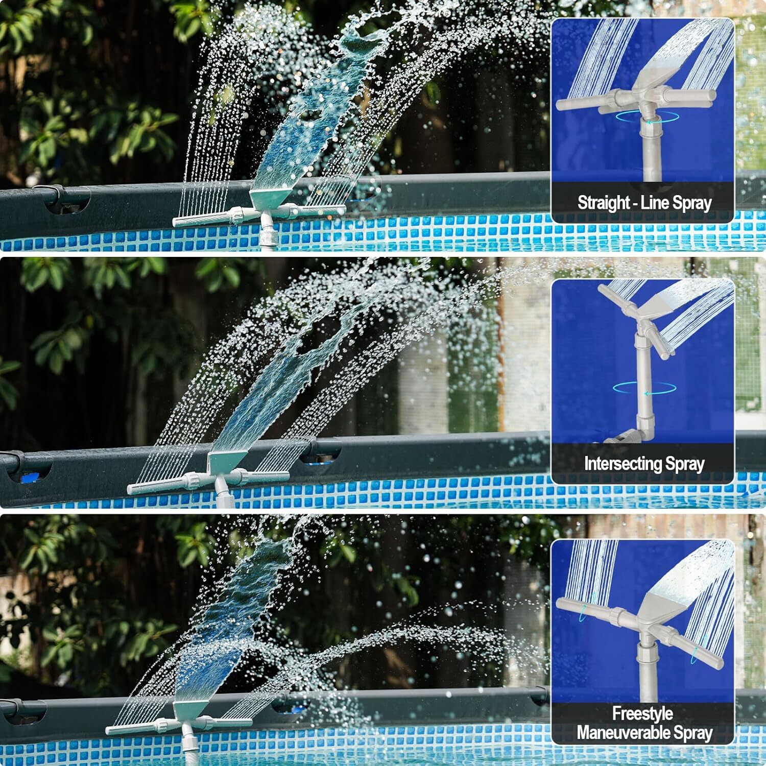 Solar Pool Fountain with 9-Color LED–360° Adjustable Spray for Above Ground Pool