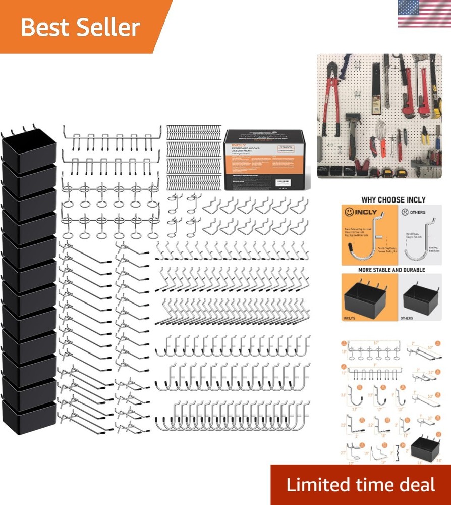 Ultimate 278-Piece Pegboard Hook Set with Bins for Versatile Storage Solutions