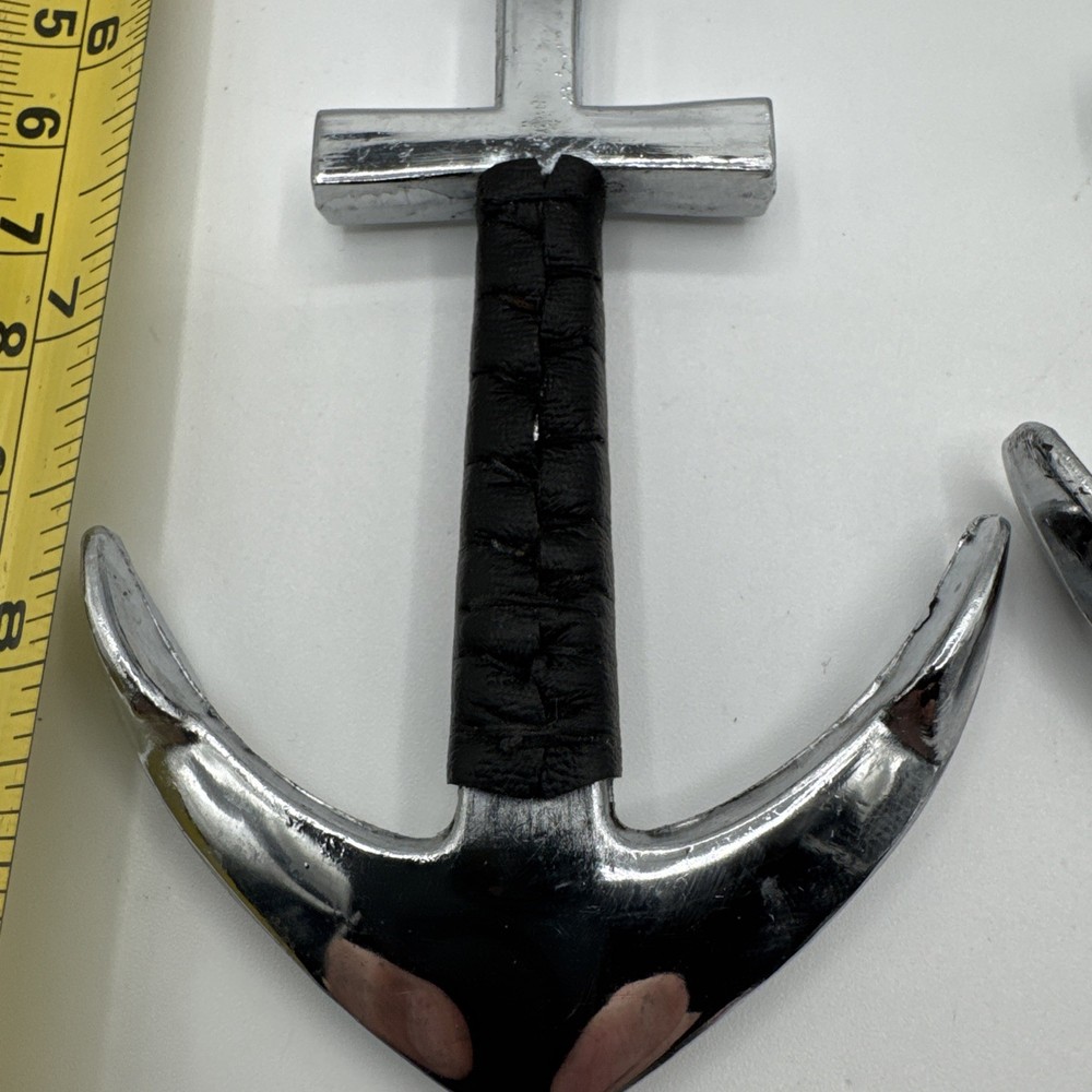 Vintage Nautical Anchor Handle Bar Tools Set Jigger Spoon Olive Fork Chrome