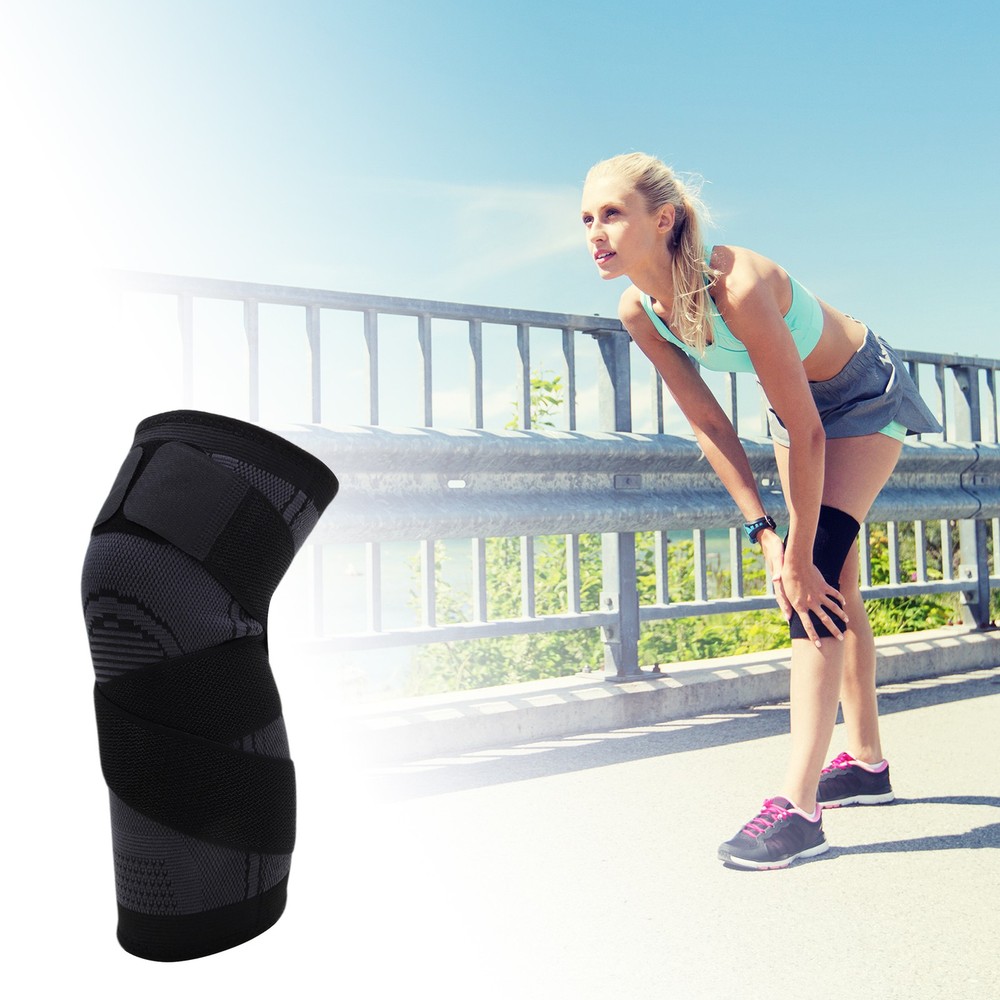 Straps O-shaped Pattern Knee Pads One Size Fits Most Gray 1 Pc