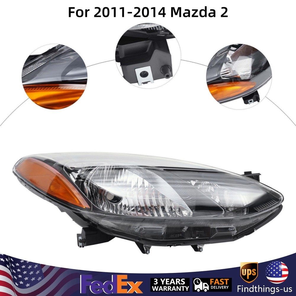Halogen Headlight For 2011-2014 Mazda 2 Right Passenger Side MA2519144