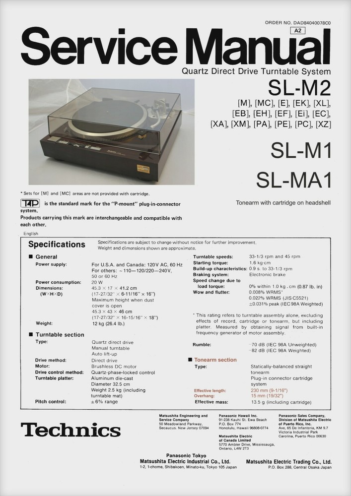 Technics SL-M1/M2 & SL-MA-1 Custom Designed Tonearm Alignment Protractor