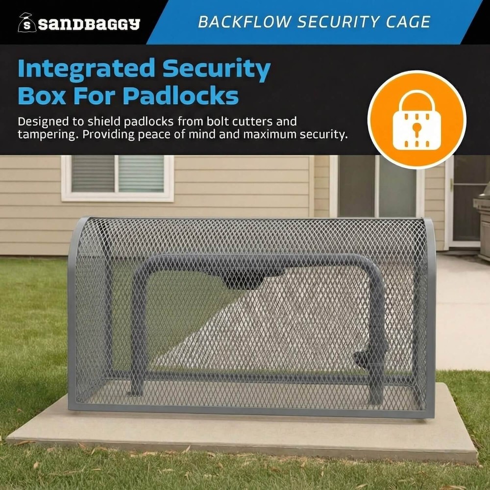 Backflow Security Cage – Backflow Preventer Enclosure (Gray, Large) - Sandbaggy