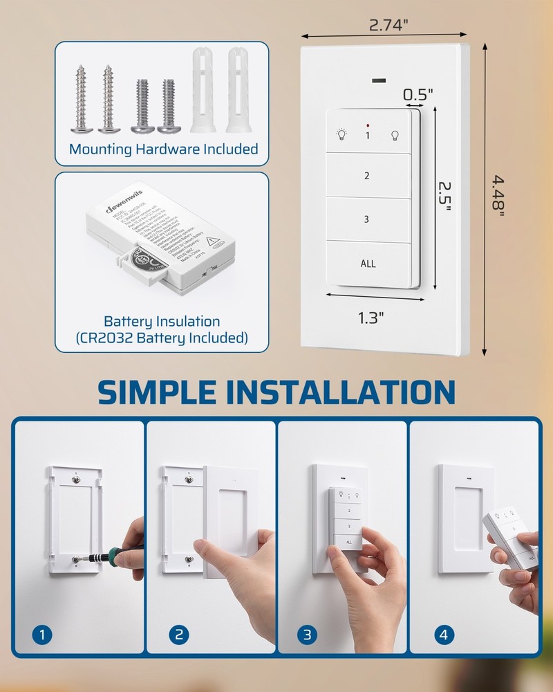 DEWENWILS Remote Control Light Socket, Wireless Light Switch 100FT Range