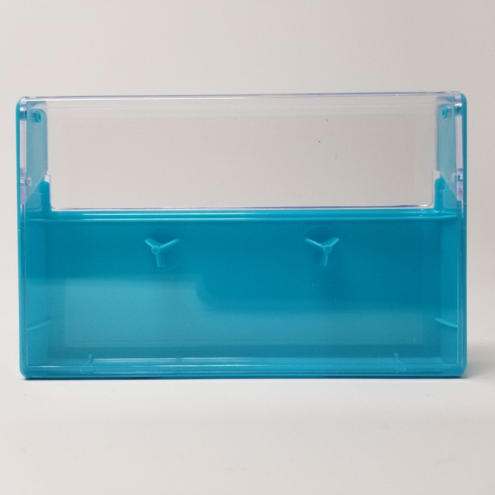 5 Cassette Tape Cases: Clear Front + Turquoise Solid Back - Empty Plastic Boxes