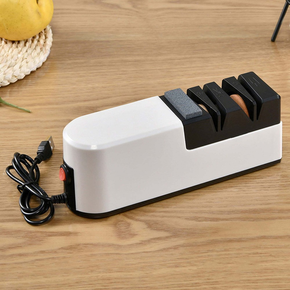 USB Electric Knife Sharpener 3 Stage Kitchen Sharpening Stone Grinder Scissors