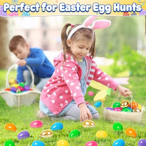PCS Plastic Easter Eggs, 2.4'' Bulk Empty 1000 Colorful with 12 Golden 1012