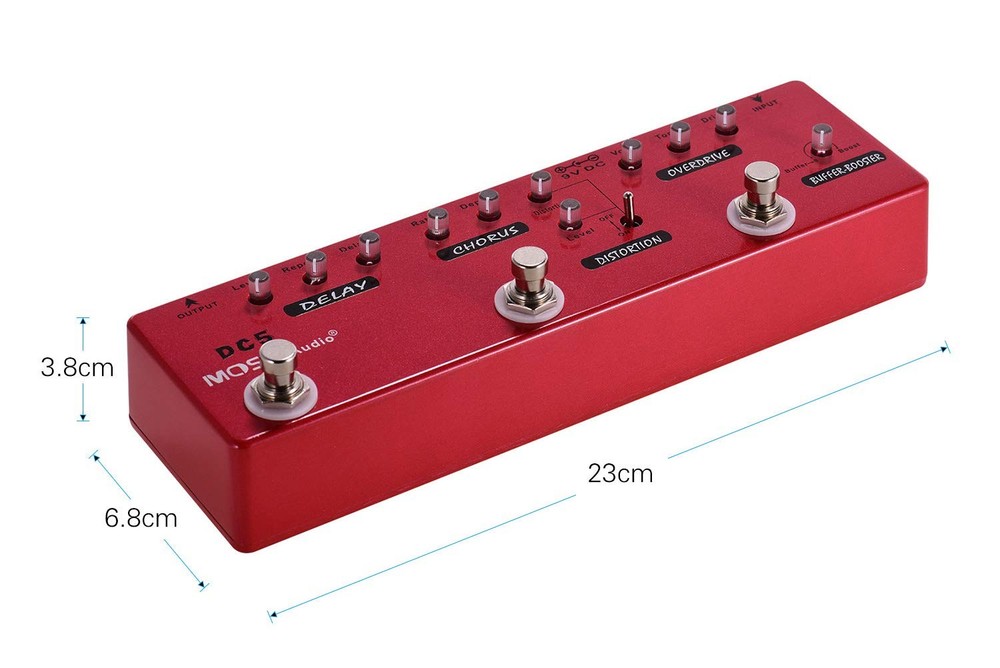 MOSKYAudio Multi Effects Pedal Buffer + Booster + 9.1 * 2.7 * 1.5in, red