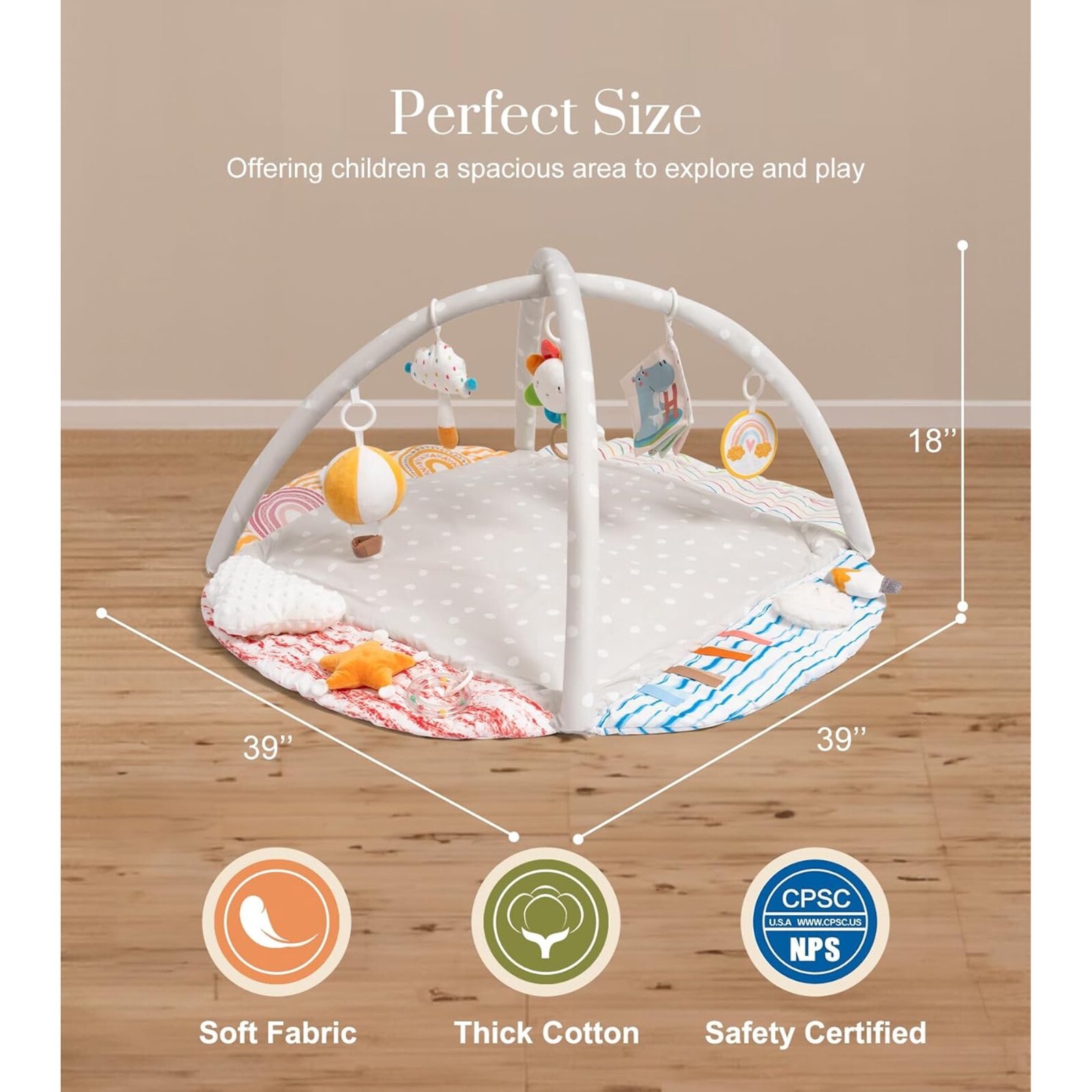 Baby to Toddler Gym Play Mat, Motor Skills Development, Activity Learning Cards