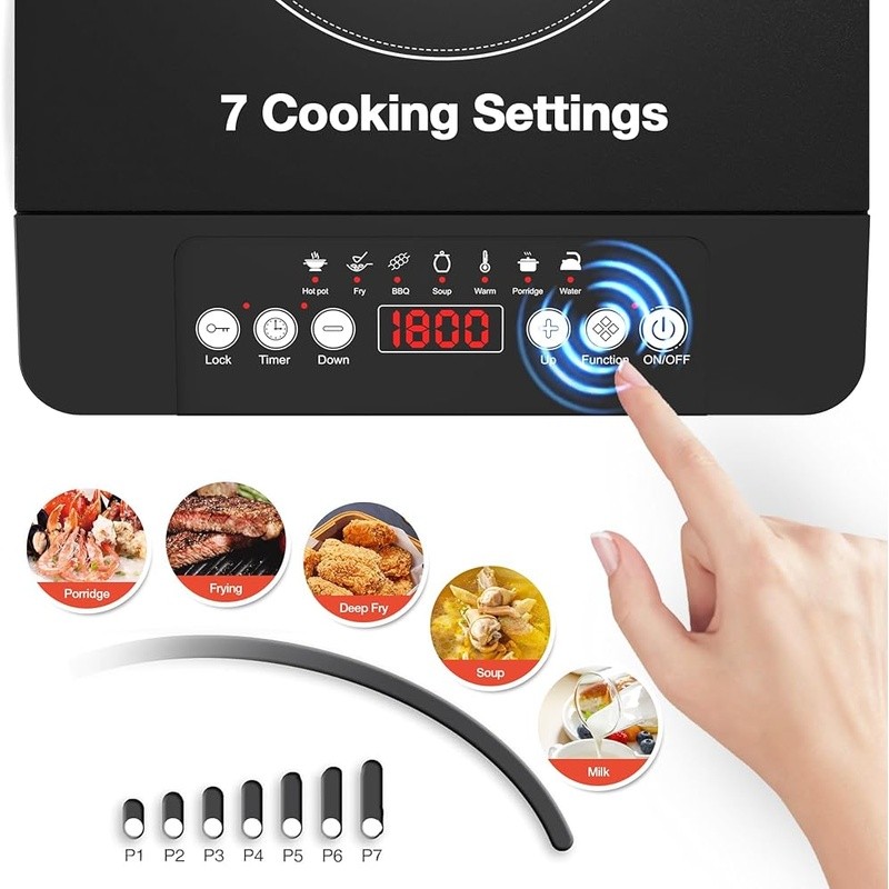 Induction Single Burner Hot Plate Digital Control Safe & Efficient Cooking 110V