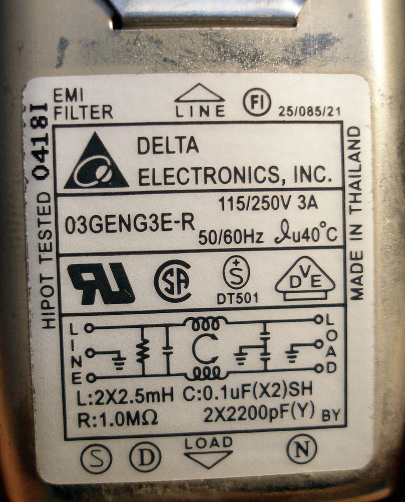 Delta 03GENG3E EMI Filter AC Power Entry Module, IEC 320-C14 3A Panel Mount