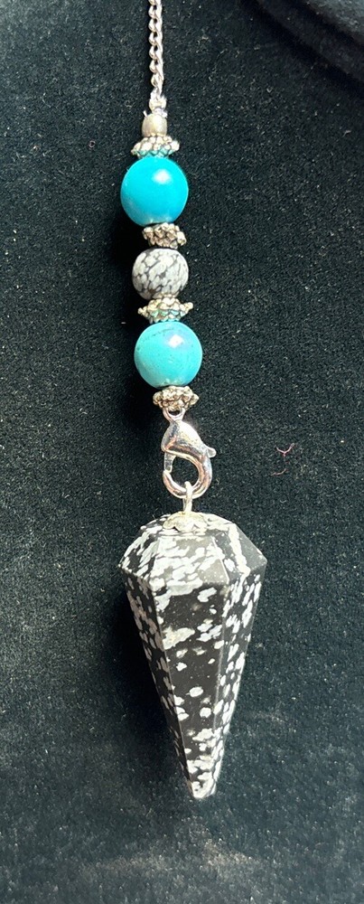 Snowflake obsidian pendulum with Detachable Dreamcatcher Chain