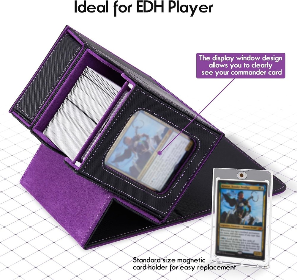 MTG Commander Deck Box with Display Window & Dice Tray, Holds 100+ Double-sle...