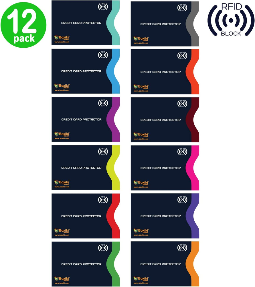 12pcs Travel RFID Blocking Sleeves,Set w/ Color Coding | RFID Blocking Envelopes