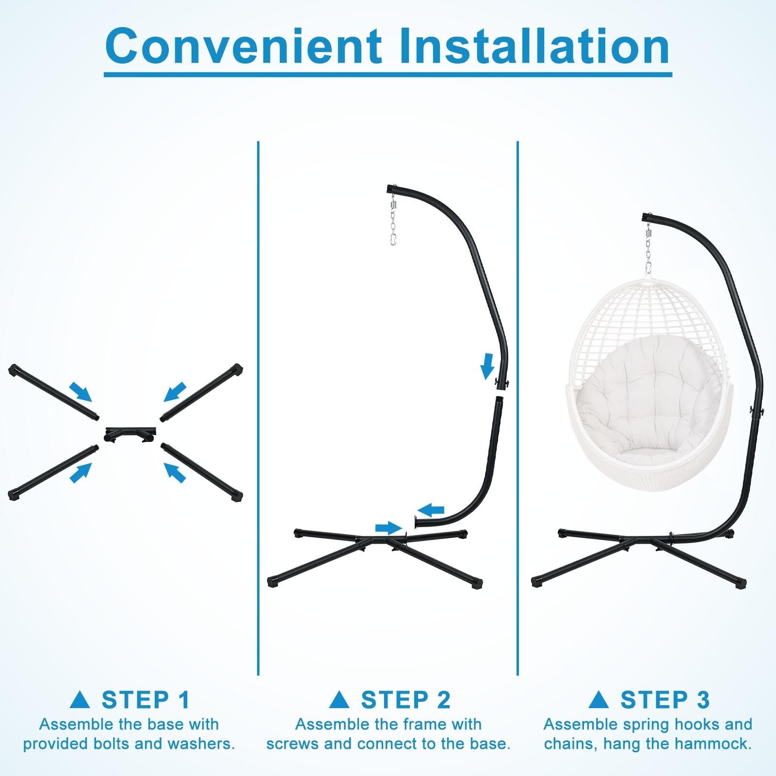 Aoodor Hammock C Stand(Only) Solid Steel Construction For Hanging Swing Chair