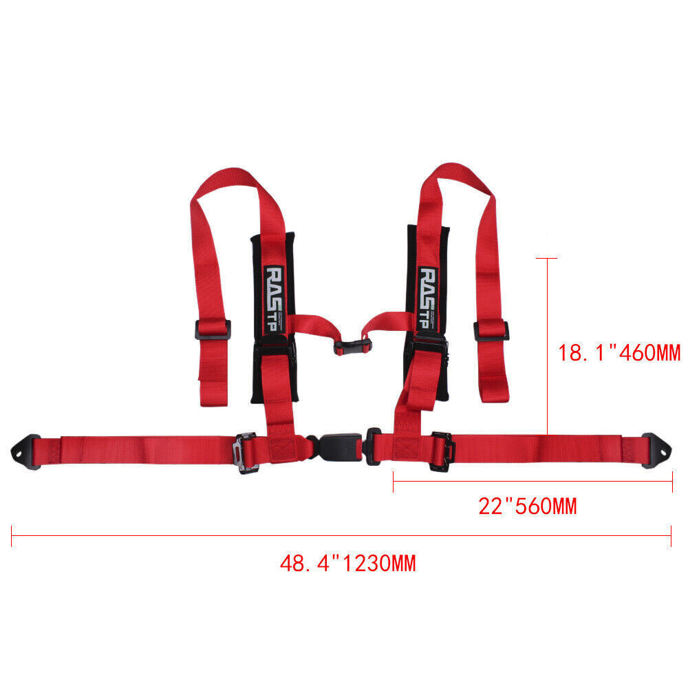 Pair of 2" 4 Point Racing Car Harness Sport Quick Release Safety Seat Belt Red