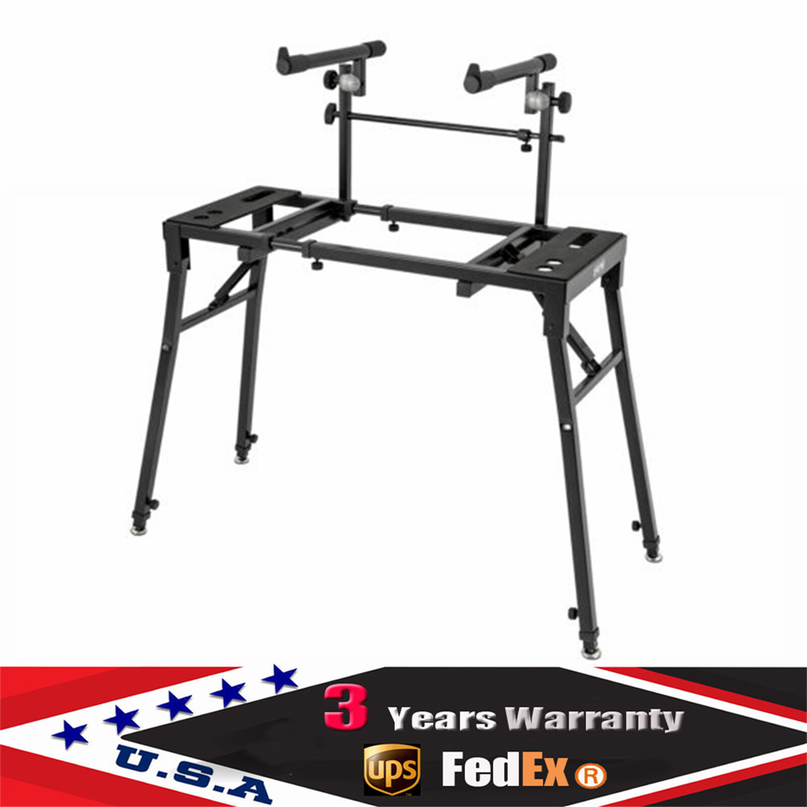 Keyboard Stand DJ Workstation Table Top Piano Holder 2-Tier Double Studio Mount