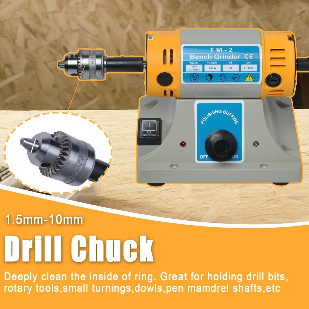 TM-2 Versatile Jewelry Polisher, Adjustable Speed Bench Buffer Grinder Polish...