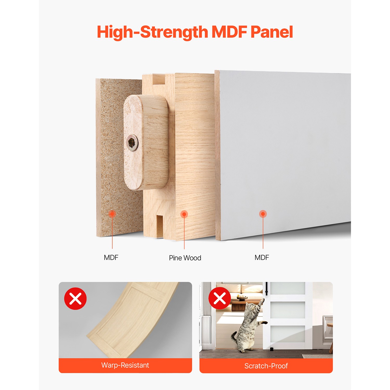 Uimoso Sliding Barn Door with Hardware Kit 30 x 84 in, MDF Panel & Frosted Glass