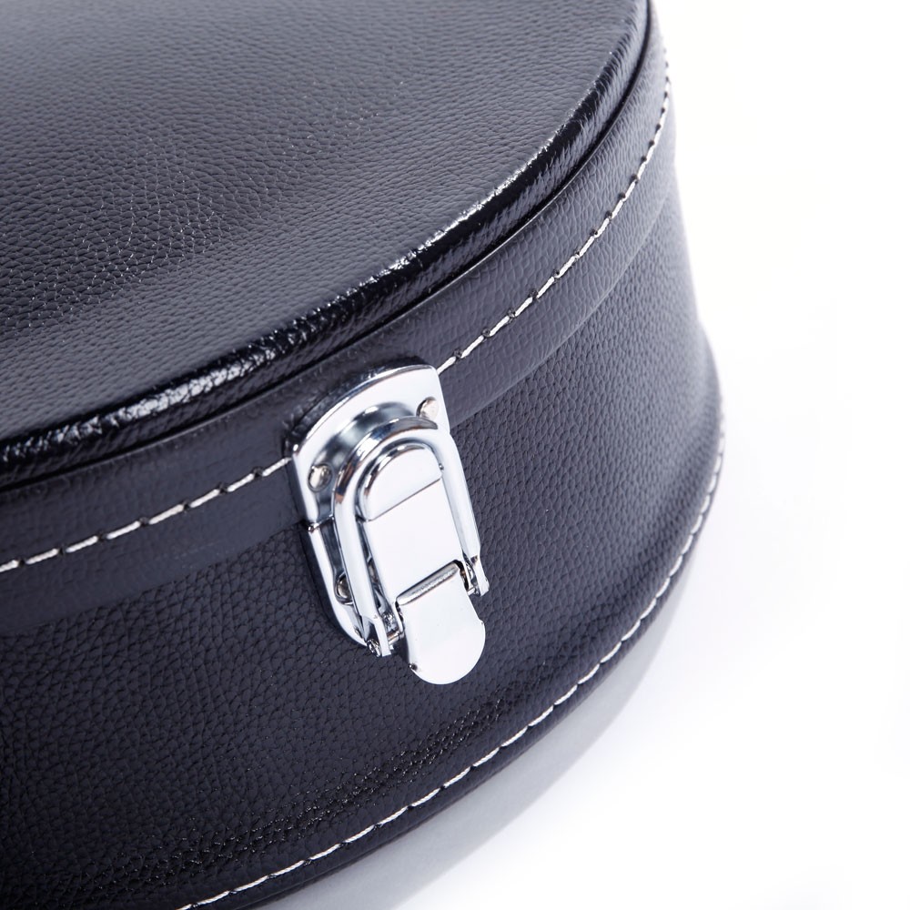 F-Style Microgroove Pattern Leather Wood Mandolin Case Black