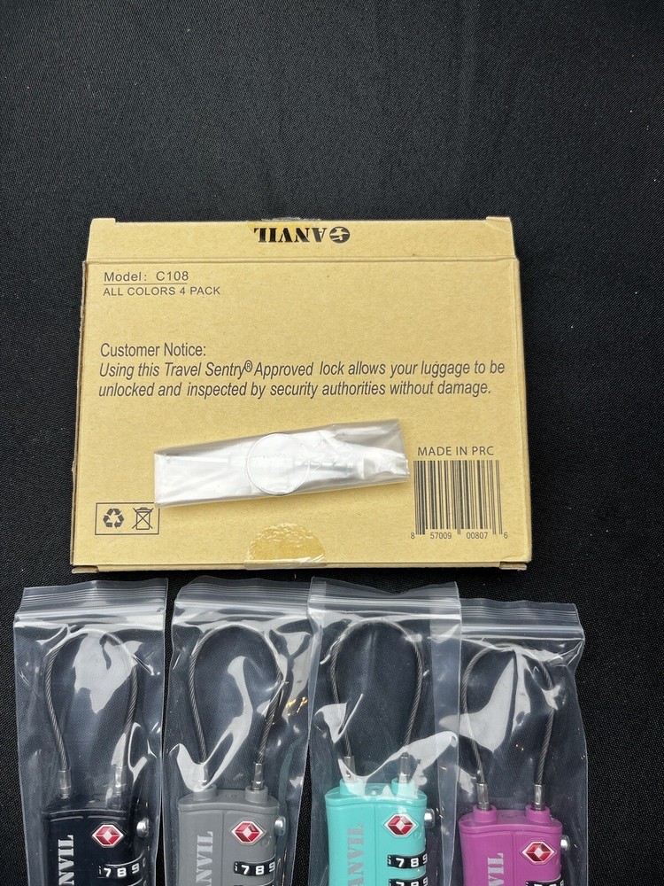 ANVIL TSA Approved Cable Luggage Locks 3 Digit Combination Padlock, C14
