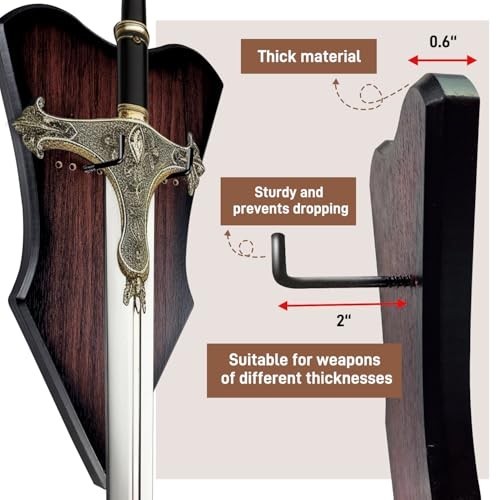 Adjustable Sword Plaque Wall Mount Display Holder for Bow, Dagger, Axe - Large B