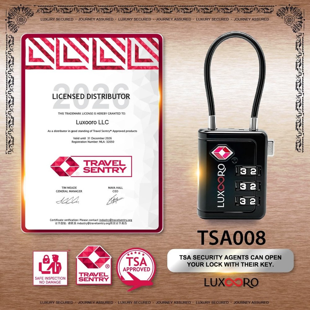 TSA Approved Luggage Lock with Alert Indicator, 3-Digit Resettable Combinatio...