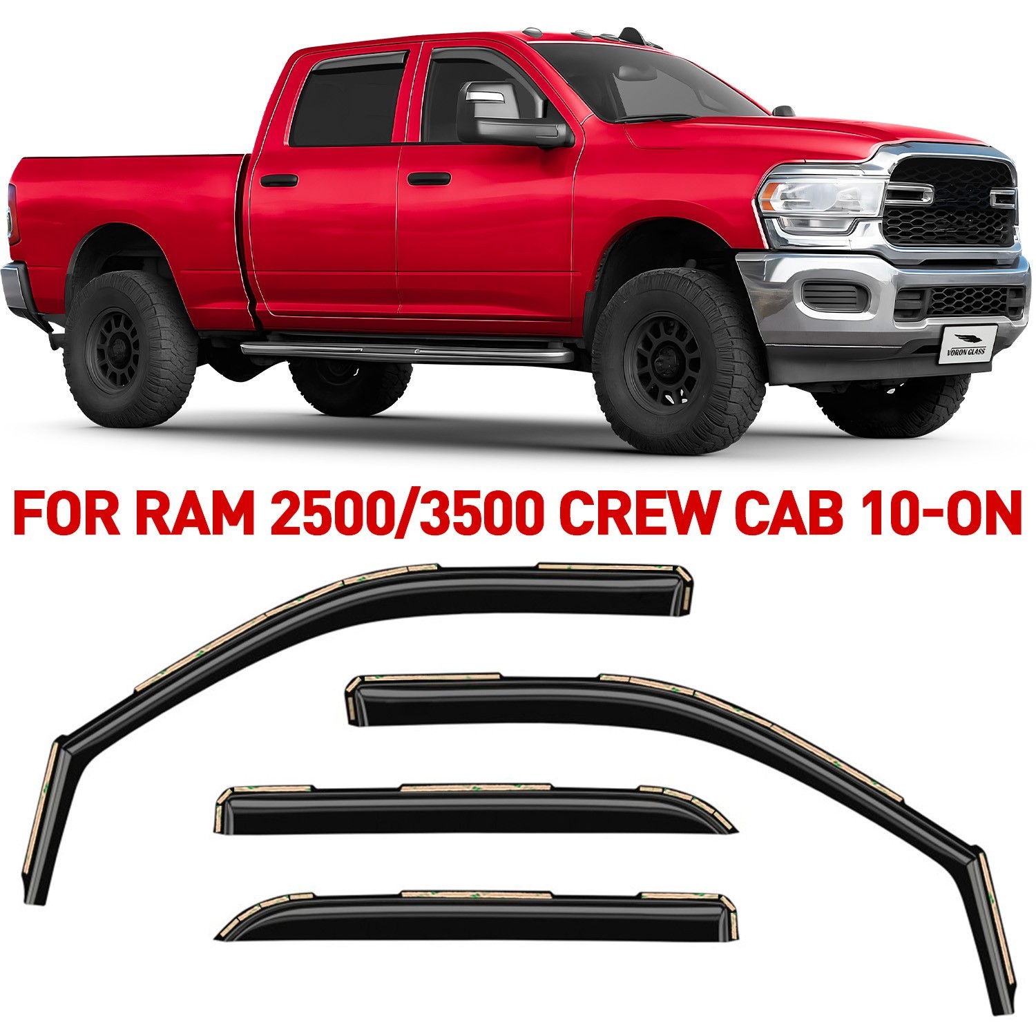 Rain Guards Vent Visors Shade for 2010-2026 Dodge Ram 2500/3500 Crew Cab