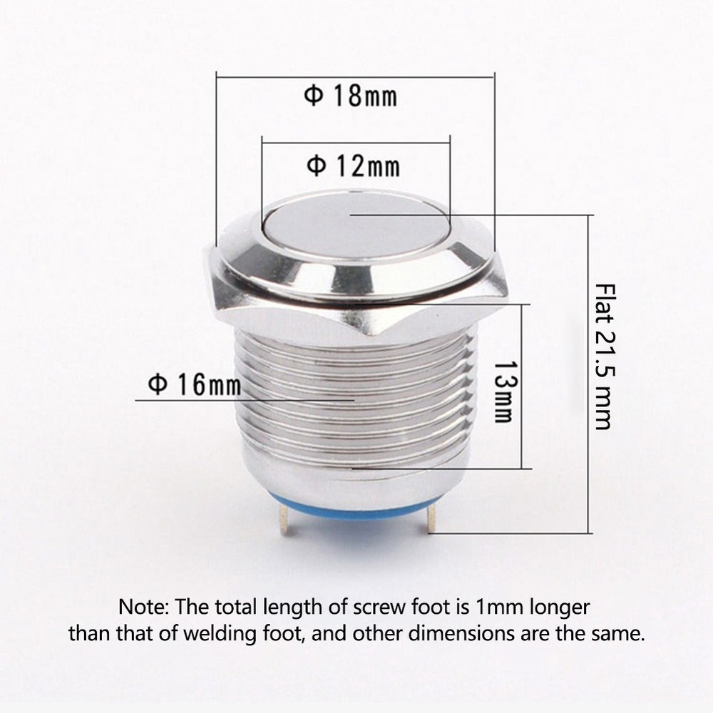 High Quality Button Switch Push Button 12V 16mm 3~220V Accessories Brass