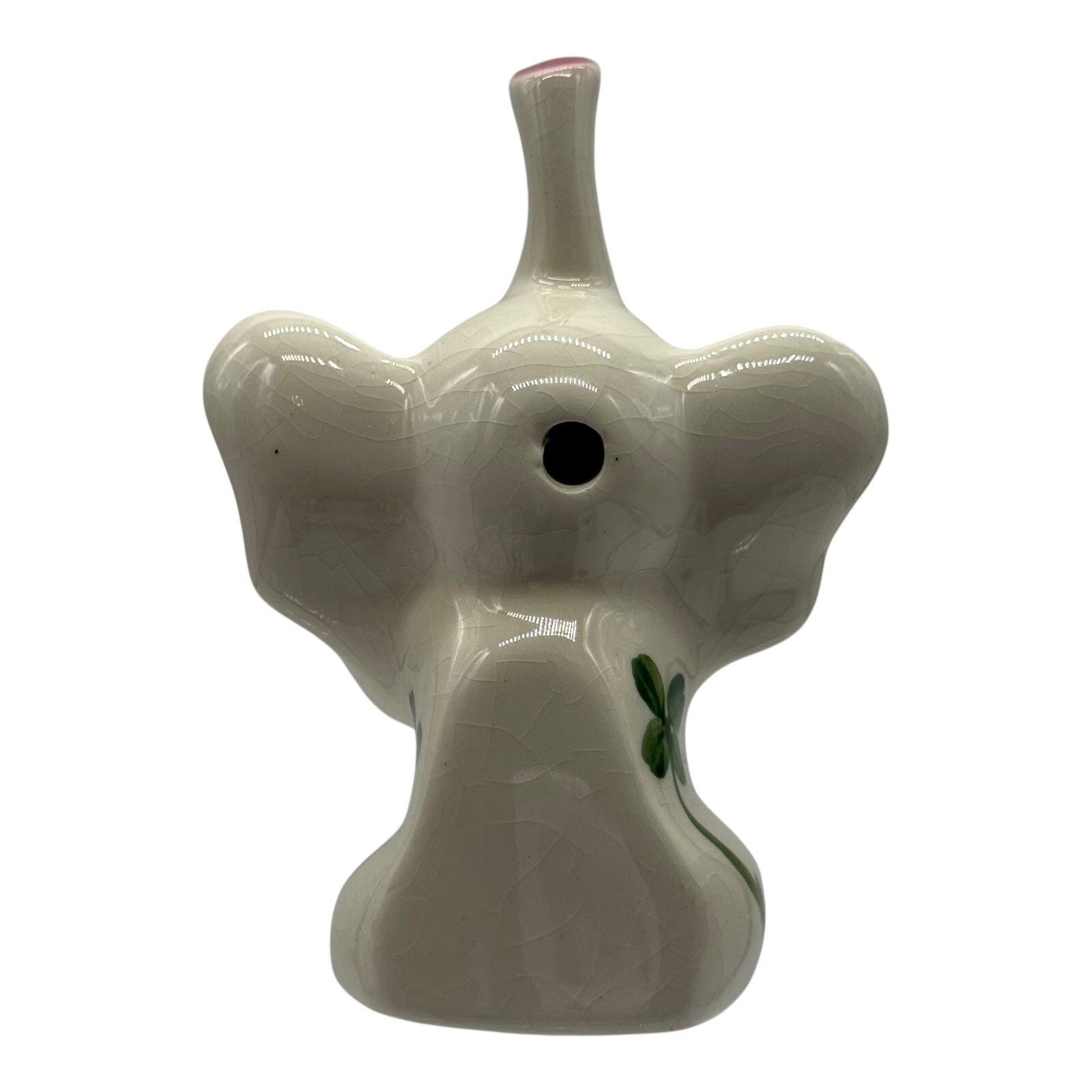 Elephant Figurine Lucky Shamrock Trunk Up Ceramic Good Luck Decor Vintage Cute