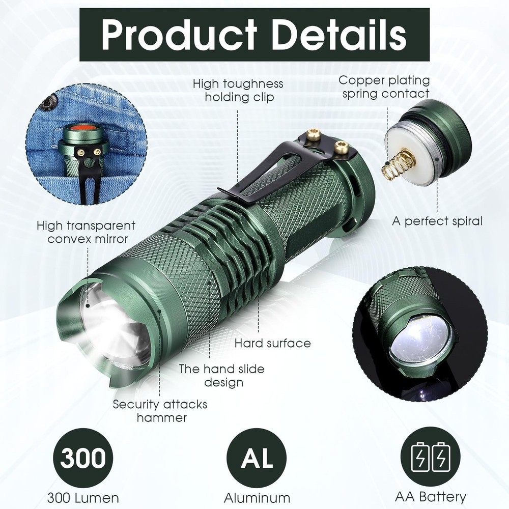 20 Pieces Flashlight Mini 3 Mode Tactical Torch Small Water Resistant Pocket ...