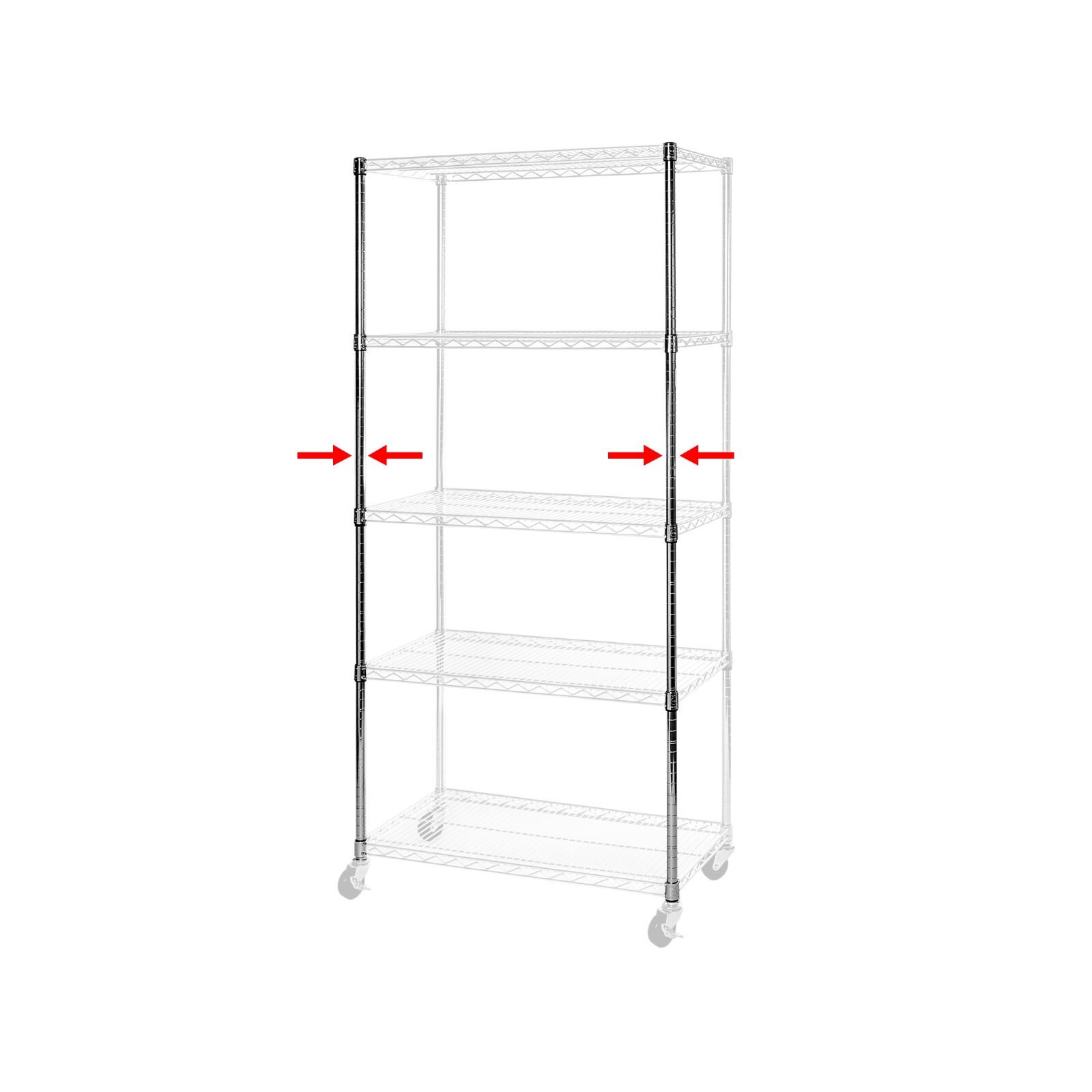 Seville Classics 72-Inch Chrome NSF Shelving Poles (2 Pack)