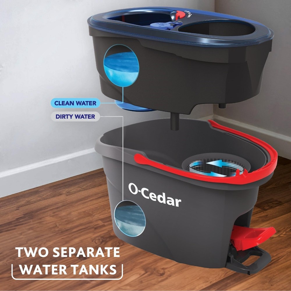 O-Cedar RinseClean Spin Mop & Bucket System | Clean with Clean Water | Remove...