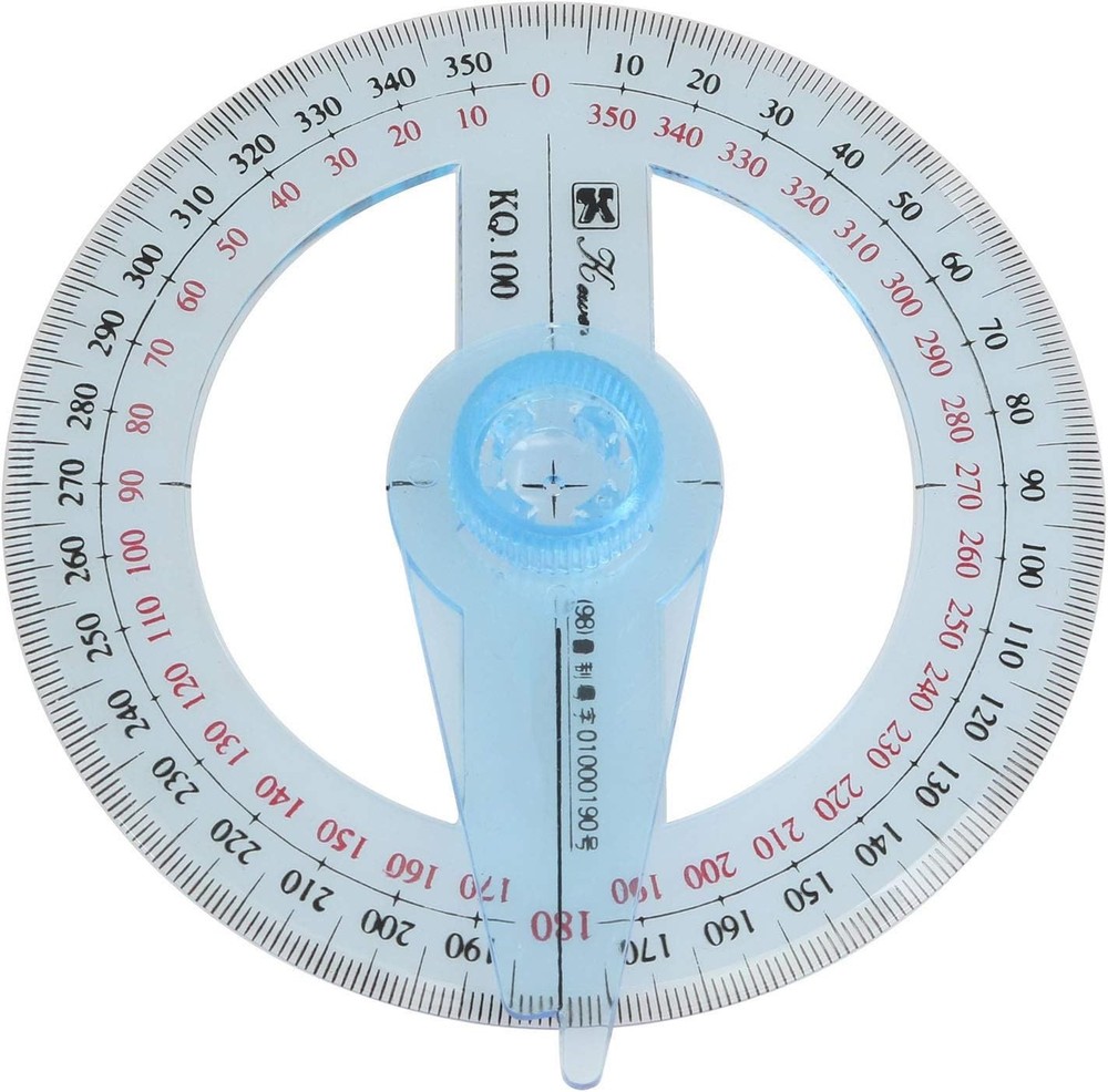 Swing Arm Protractor Plastic 4Inch 360 Degree with Light Blue