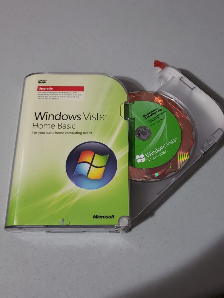 Vintage Microsoft Windows Vista home basic software upgrade 32 bit w/license♤◇♡♧