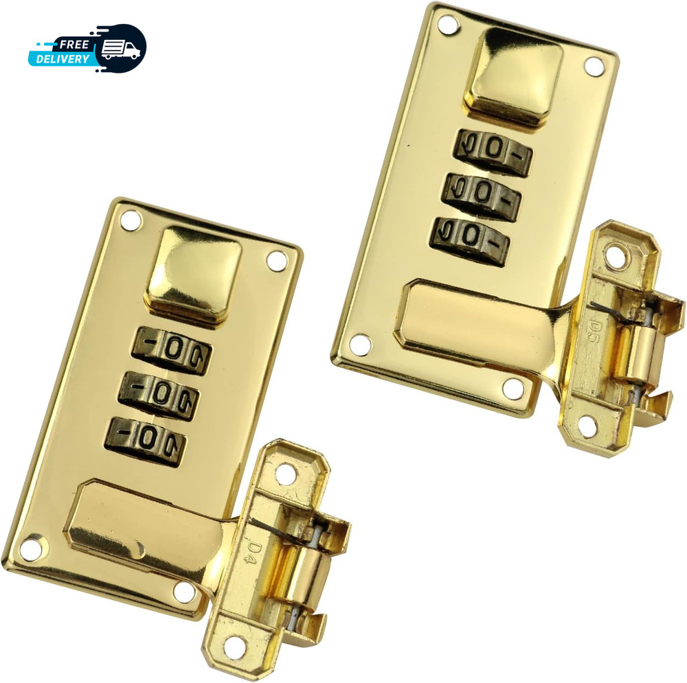 2Pcs Luggage Combination Lock Toolbox Hasp with Combination Lock 3 Digit