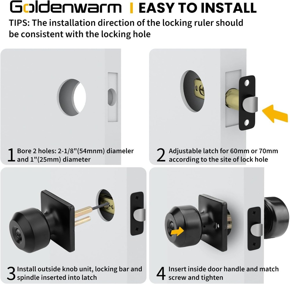 Black Door Knobs, Matte Black Privacy Door Knob Interior,SquareInteriorDoorKnobs