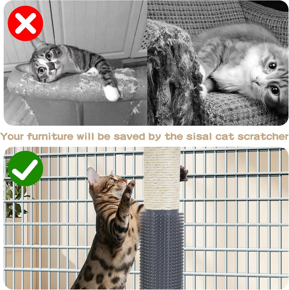 2 Pack Cat Scratching Post for Crate Cage, Wall Mounted Cat Scratcher Post with