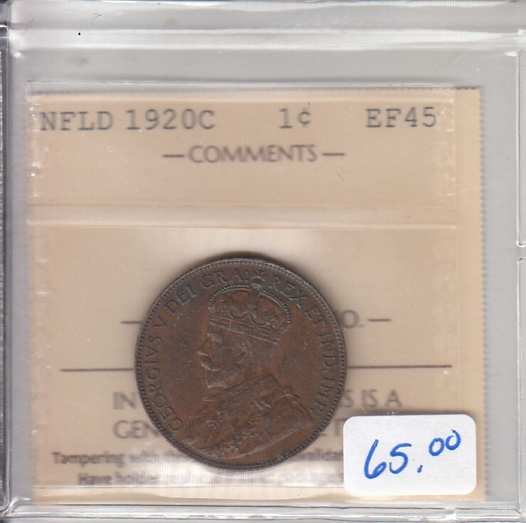 1920C Newfoundland One Cent - ICCS EF45 - XCZ 031