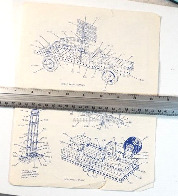 Gilbert Erector 4 Page Booklet Model Building Using DC3 Motor