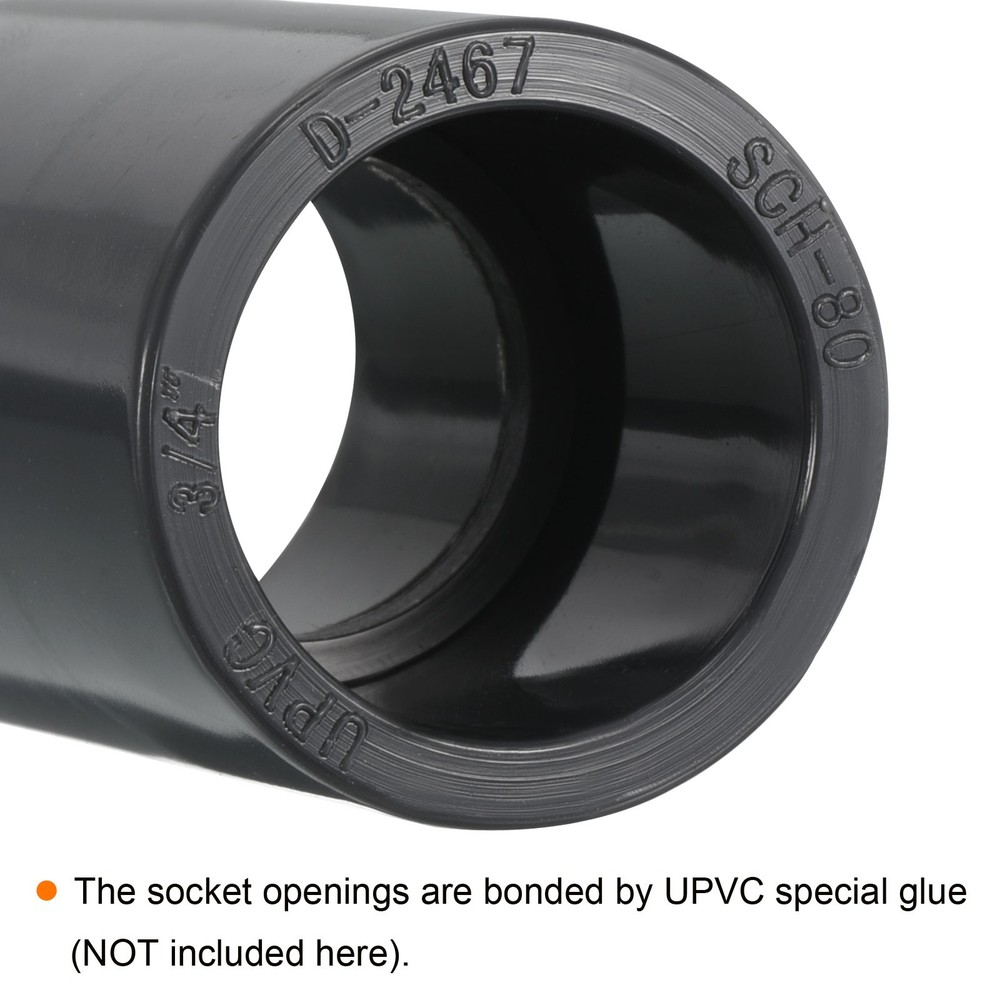 UPVC Pipe Fitting 3/4" Program Socket 80.3pcs Straight Joint Adapter, Grey