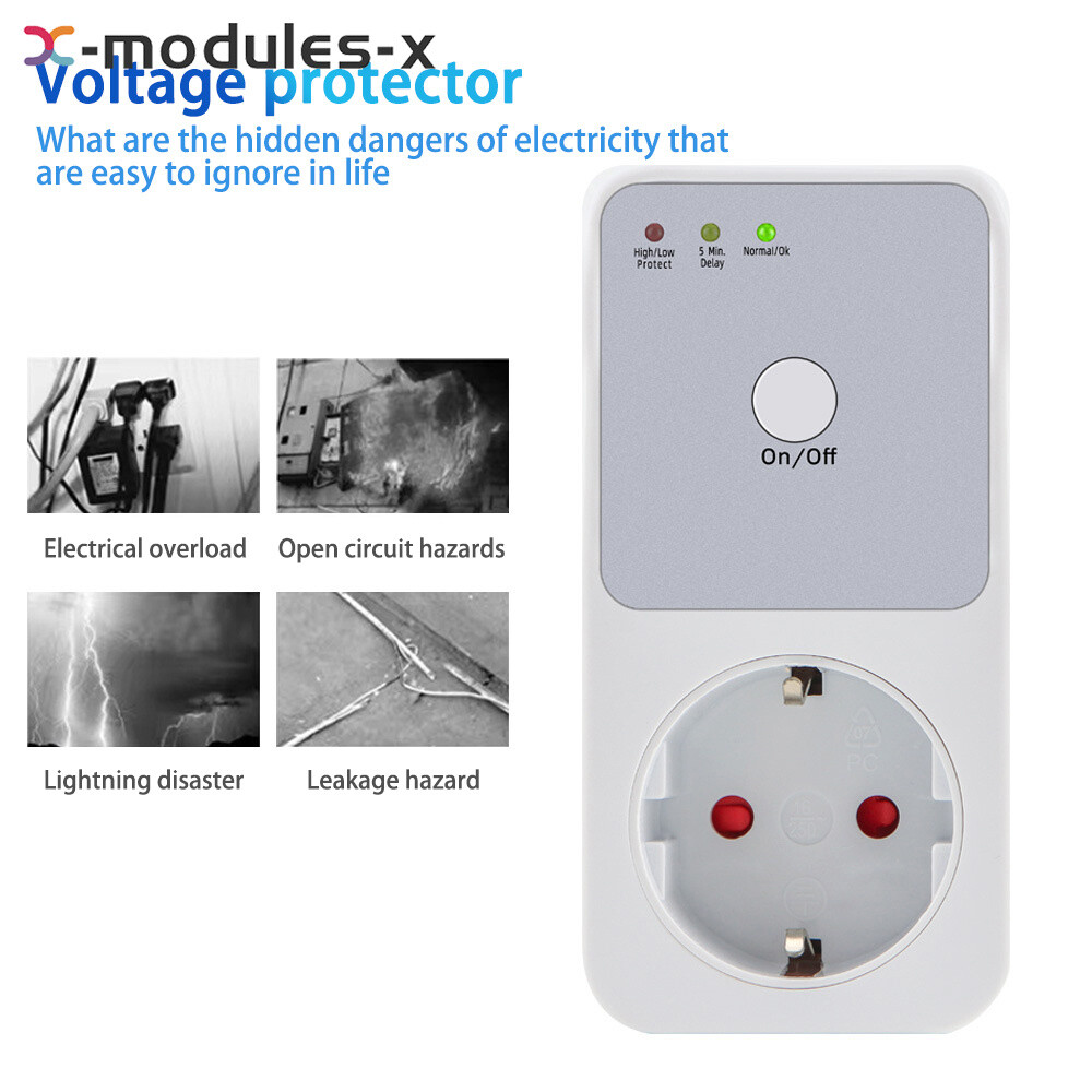Automatic Voltage Protector AC 220V Power Surge Safe Protector Socket Switcher