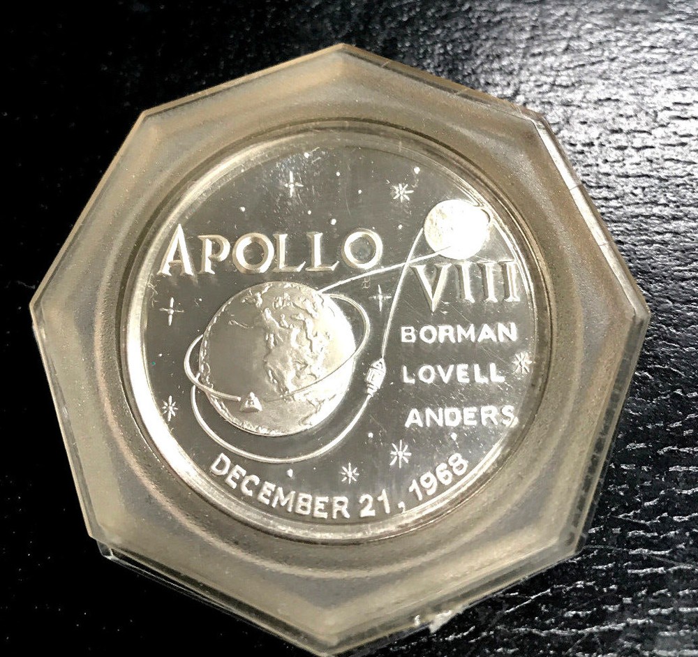 APOLLO 8 SILVER PLATE PROOF COMMEMORATIVE BORMAN LOVELL ANDERS DEEP MIRROR