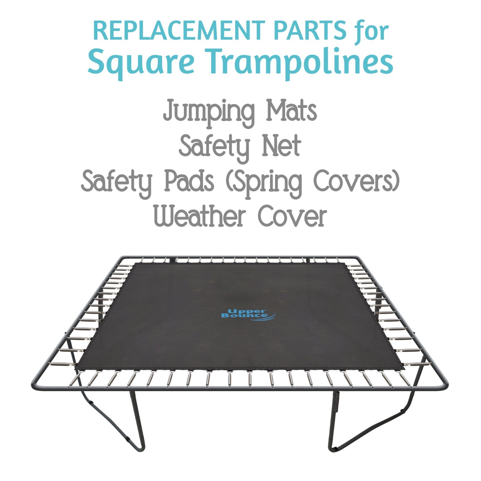 Square Trampoline Replacement Parts: Jumping Mat, Safety Net - Pad, Spring Cover