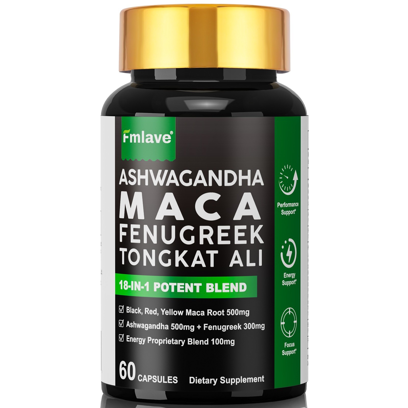 Maca Root, Ashwagandha, Panax Ginseng Fenugreek Extract Male Enhancing 60 Caps