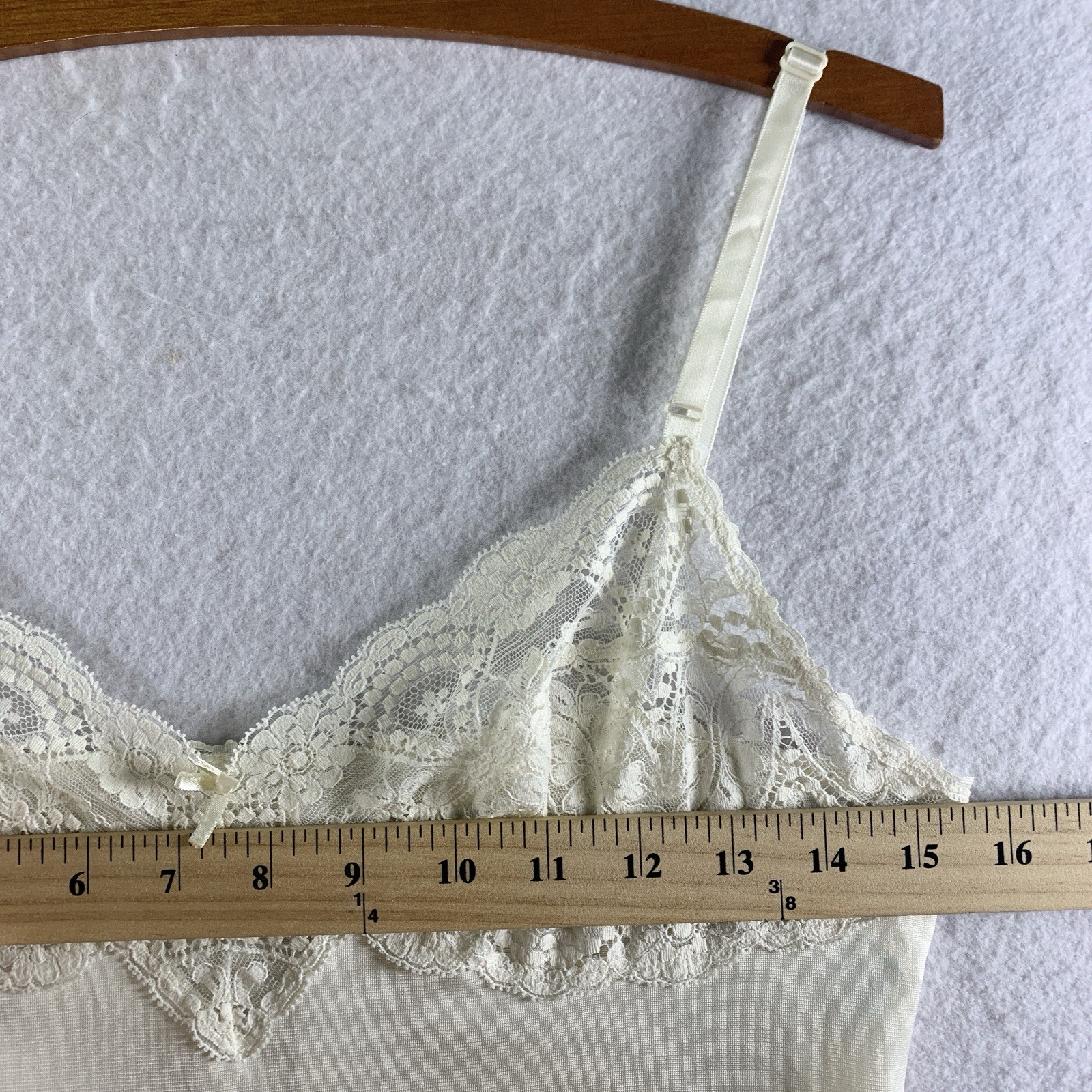 VTG Vassarette Babydoll Lace Trim Slip Dress Sz S Ivory Bridal Coquette Feminine