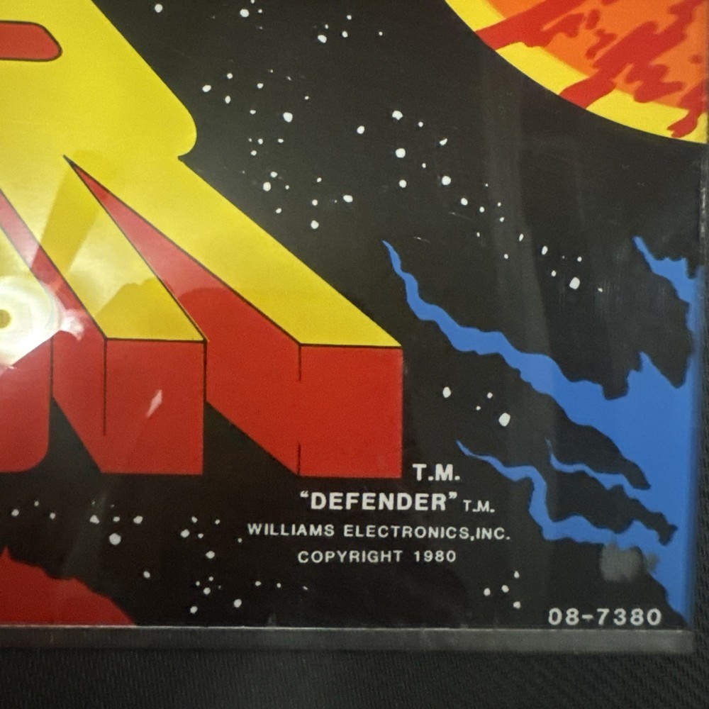 Authentic Defender Arcade Marquee (1980 Williams Electronics) Rare