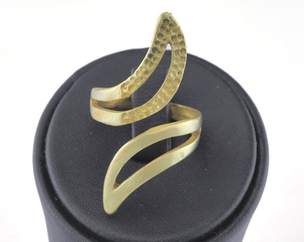 Leaf Ring Adjustable Bezel Raw brass (18mm 8US inner size - Adjustable ) 2720