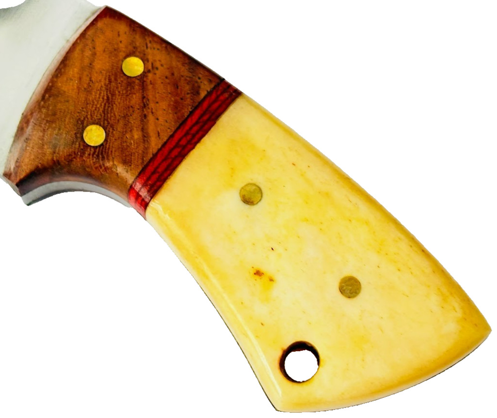 Small Skinning Knife Mirror Finished Blade 6" Fixed Blade Knife & Leather Sheath